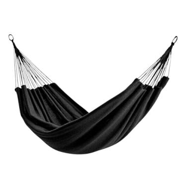 Imagem de Rede De Descanso Dormir Balanço Casal Jeans Reforçada Grande 3,9m x 1,4m - Ideal Para Camping, Hotel, Praia, Acampamento, Jardim, Varando, Sítio, Chárcara, Apartamento, Viagem, Fazenda (Preto)