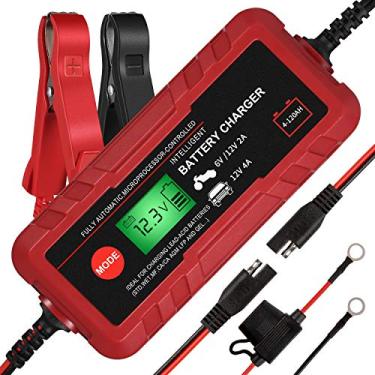 Imagem de Carregador de bateria de carro inteligente Sailnovo 4A, mantenedor de carregador automotivo de 6V 12V totalmente automático de 8 estágios para bateria de carro de motocicleta automotiva, carregador