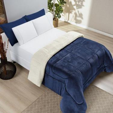 Imagem de Coberdrom Apollo King Sherpa Pele de Carneiro + Manta Flannel - Azul M