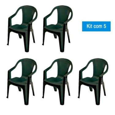 Imagem de kit 5 Poltrona de Plástico Pegassus Preta - Central de embalagens