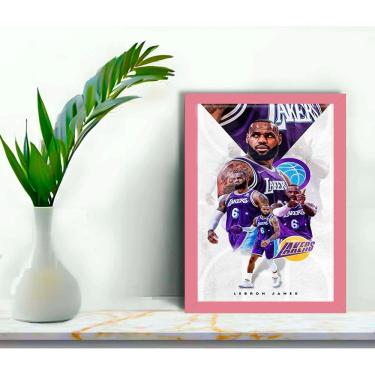 Imagem de Quadro Decorativo Lebron Lakers + Vidro 33x25 Sala Escritório
