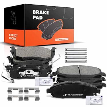 Imagem de A-Premium Conjunto de pastilhas de freio a disco de cerâmica dianteiras e traseiras compatível com modelos selecionados de Jeep - Commander 2006-2010, Grand Cherokee 2005-2010, com ferragens, 8 peças