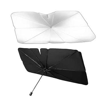 Imagem de Guarda-Sol para Carro Dobrável Tipo Guarda-Chuva Proteção UV50+ | Para-Brisa Veicular Reforçado com 10 Hastes de Aço | Térmico, Compacto, Universal | Acessório Automotivo para Sol e Chuva