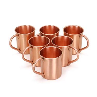 Imagem de Zap Impex Caneca Moscow Mule de cobre puro, sem revestimento, cobre puro, ideal para todas as bebidas geladas brilhando para entreter, bar ou casa, conjunto de presente de bar grande com 6