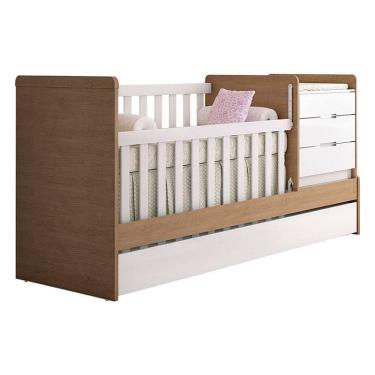 Imagem de Berço/Bicama Multifuncional Cléo inmetro 006281/2017 - Carolina Baby - Branco / Amadeirado
