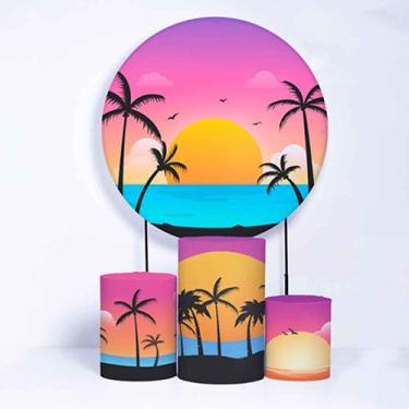 Imagem de Kit Painel de Festa Redondo de 1,80m e Trio de Cilindros Tardezinha - 