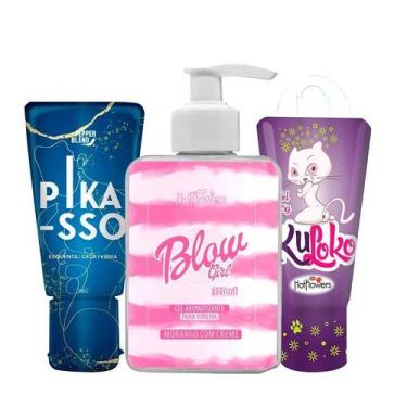 Imagem de Kit com Blow Girl Gel Aromatizante Gel Comestíve Masculino e Gel Desse