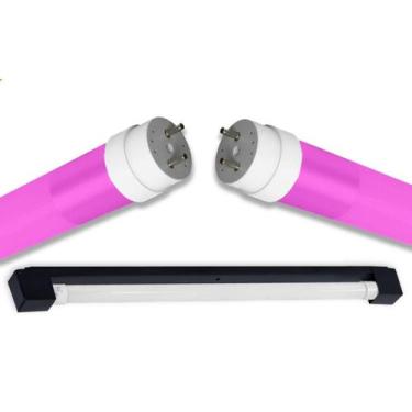 Imagem de Kit Calha Sobrepor Tubular Led 1,2m Preto Lâmpada Colorida 20w Ilumina