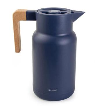 Imagem de Garrafa Térmica Café Chá Suco Bule Térmico Azul 1 Litro Wood Fashion T