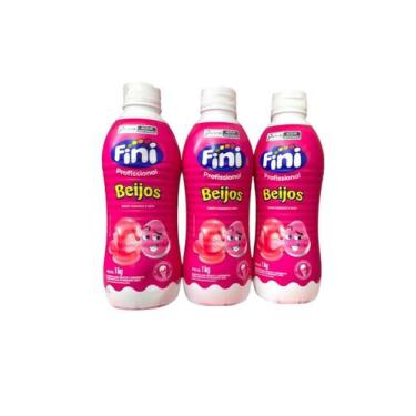 Imagem de Kit 3 Caldas Fini Cobertura Para Sorvete Beijos 1Kg Morango