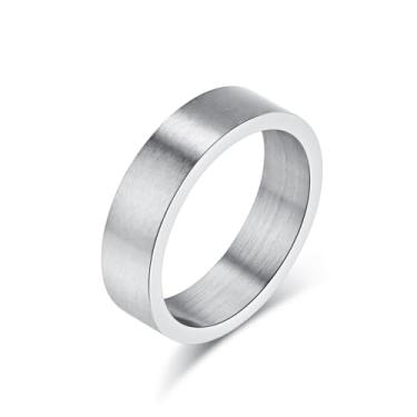Imagem de Aprila Aliança de casamento 6 mm prata/ouro/preto/retrô prata aço inoxidável fosco escovado clássico simples fosco para mulheres e homens tamanho 7-12, Metal, Sem pedra preciosa