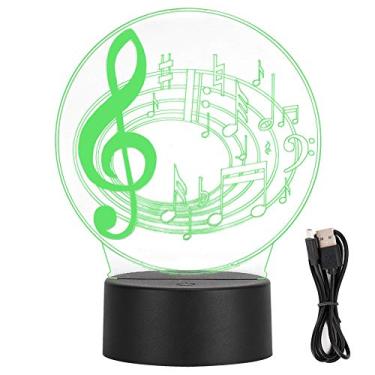 Imagem de GRCFUMO 3D Color Musical Note Light LED, Luz LED de LED de Plate Note de Plate Acrílico, Tipo de Toque Night Light Wall Table Decor for Kid