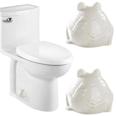 Imagem de ZVZKC Tampas Decorativas De Cerâmica Para Parafusos Vaso Sanitário Em Formato Sapo, Conjunto Com 2 Altas, Tampa Parafuso Fofas, Decoração Fundo Banheiro, Fáceis Instalar (Brancas)