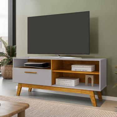 Imagem de Rack Paládio Off White/Naturalle - Bechara Móveis