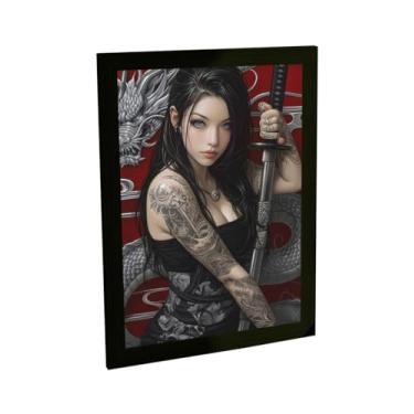 Imagem de Quadro Decorativo Gueixa Sexy Espada Katana Arte Oriental