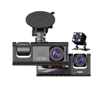 Imagem de Câmera Veicular 3 Canais DVR, 1080P FHD, Wi-Fi, Gravação em Loop, Dashcam, Ângulo Frontal 170°, Interior e Traseira 120°