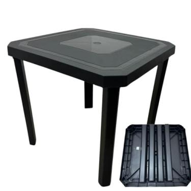 Imagem de Mesa Plástica Desmontável 80x80CM Reforçada Varanda Jardim Bar Cozinha(Preta)