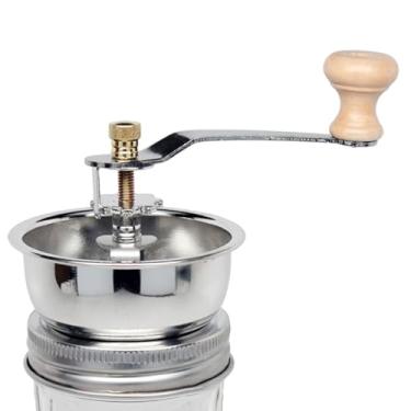 Imagem de Moedor de café com tampa de pote Mason | Acessório de tampa de moedor portátil - Acessório de tampa de moedor de aço inoxidável, moedor de grãos de café portátil com alça para frascos de vidro de boca