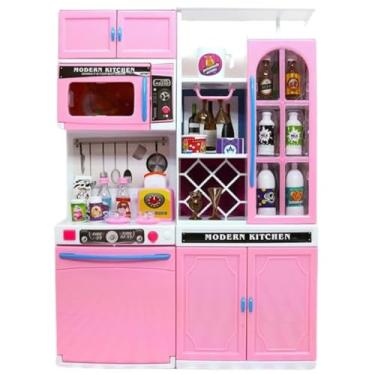 Imagem de Kit Mini Cozinha Armario Microondas Lava Louças Infantil Luzes Som Castela