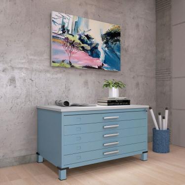 Imagem de Mapoteca De Aço Fixa Com 05 Gavetas Azul Dali /cinza