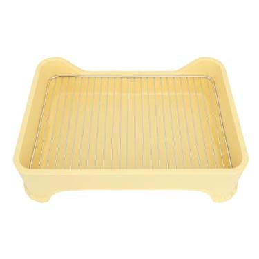 Imagem de AYNEFY Banheiro de Cachorro Com Malha de Aço Inoxidável, Formador Resistente de Construção de Animais de Estimação para Uso Externo Interno Com Caixa de Areia para Cães de Lixo para (Amarelo)