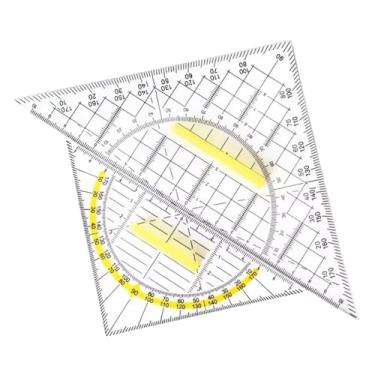 Imagem de Esquirla Conjunto de 2 peças de esquadro transferidor, régua triangular de desenho geométrico transparente com alça para escola, sala de aula, escritório,