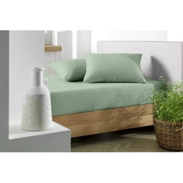 Imagem de Lençol De Malha 100% Algodão Com Elástico Casal Soft - Verde Hortelã