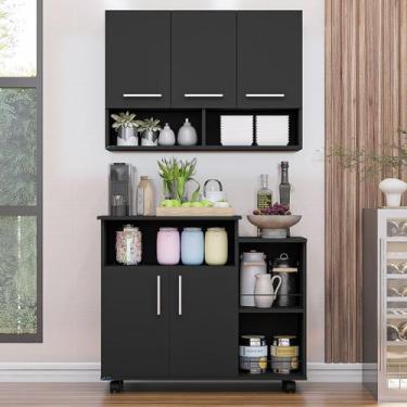 Imagem de Cozinha Compacta Armário Aéreo de Cozinha e Balcão para Microondas com