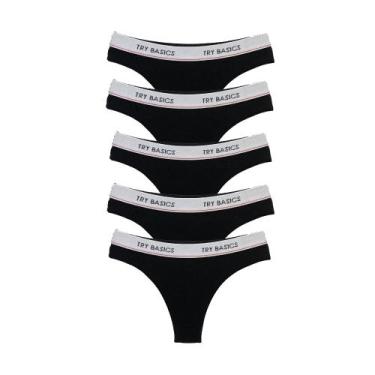 Imagem de Kit 5 Calcinhas Fio Dental Cotton Algodão Confortável com Elástico Try