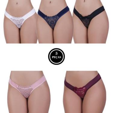 Imagem de Kit 5 Calcinha de Renda Tanga - c4 KIT 5 BELA - TERRA E MAR MODAS, GG