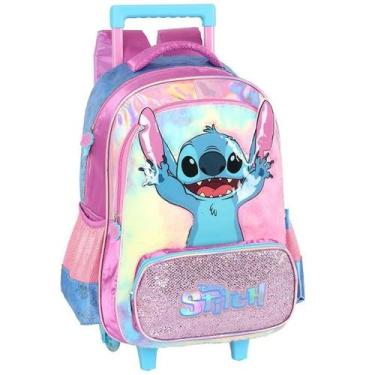 Imagem de Mochila Escolar de Rodinhas Infantil STITCH Peluciada Disney Roxo - Lu