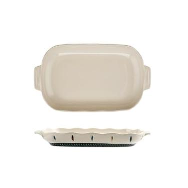 Imagem de Placa de cerâmica criativa doméstica japonesa, simples, requintada e resistente a altas temperaturas - placa de 31,8 cm de comprimento com orelhas (16)