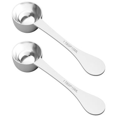 Imagem de POMINEE 2 colheres medidoras de 1 TBSP (15 ml), colher de medida de café individual de aço inoxidável, apenas colher de sopa de metal