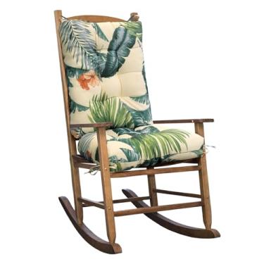 Imagem de TESICA Almofada floral para cadeira de balanço, resistente à água, almofadas de substituição para varanda e jardim, exterior, interior, bege, verde