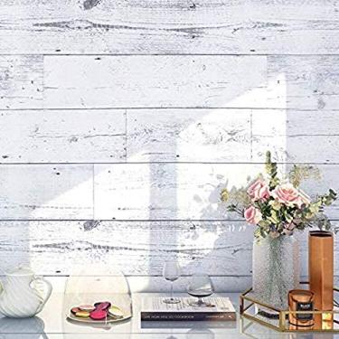 Imagem de FlockenHome Papel de parede de madeira para destacar e colar 17,7 cm x 3 m Shiplap cinza claro/branco, papel de parede removível autoadesivo recolhido decorativo