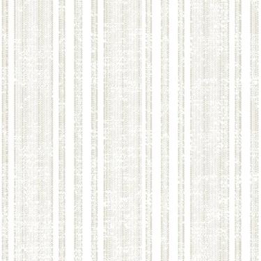 Imagem de Papel de parede moderno de 43,9 cm x 1,219 cm papel de contato com listras bege e branco papel de parede autoadesivo removível para armários de cobertura de parede decorativa gaveta de cômoda