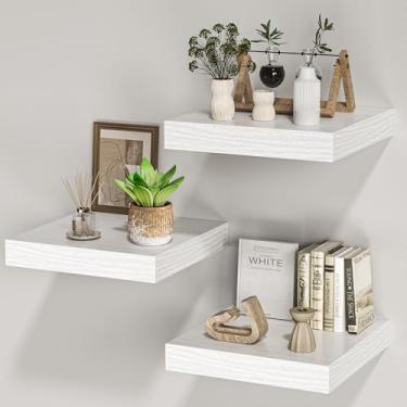 Imagem de FLYJOE Prateleiras quadradas flutuantes para parede, 30 cm L x 30 cm P x 3 cm A, pequenas prateleiras de madeira montadas na parede com suportes invisíveis para sala de estar, quarto, banheiro