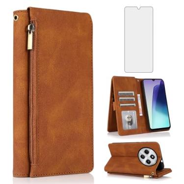 Imagem de Compatível com Xiaomi Redmi 14C 5G/14 C 4G/A4/A3 Pro/14R/Poco C75 Capa carteira protetora de tela alça de pulso com zíper capa flip de couro retrô suporte suporte acessórios de celular para C14 75C