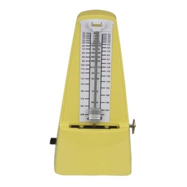 Imagem de TTETTZ Metrônomo mecânico com trilha de tempo e batida de metal, metrônomo universal portátil com som alto para bateria, guitarra e outros instrumentos, Amarelo