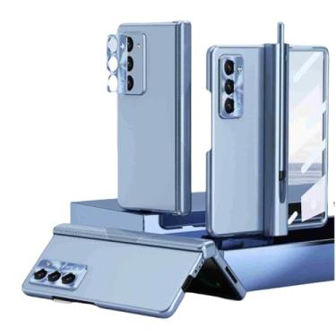 Imagem de Capa para Samsung Z Fold 6 com proteção de dobradiça e revestimento S Pen, vidro temperado, suporte rígido para celular (para Samsung Z Fold 6/azul)