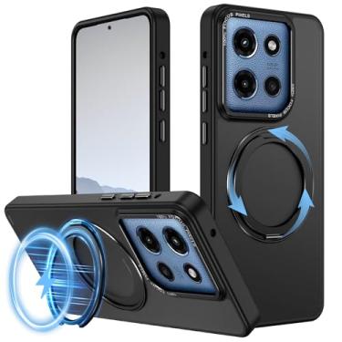 Imagem de v-Golvin Capa magnética forte para Moto G Stylus 5G 2025 com suporte, adequada para MagSafe, design de anel rotativo de 360°, textura fosca translúcida, proteção de grau militar, à prova de choque