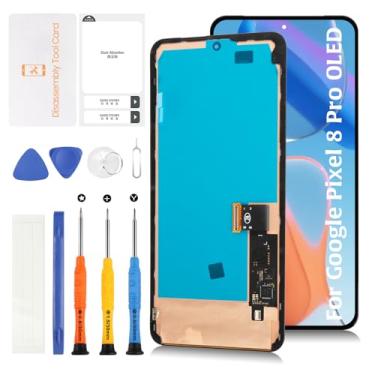 Imagem de Olivechard Tela de reposição para Google Pixel 8 Pro com moldura (transferência de cabo de impressão digital necessária) Display de reposição para GC3VE G1MNW – Montagem digitalizador de toque de 6,7