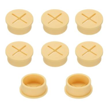 Imagem de PATIKIL Arame de borracha de 2,5 cm, 8 peças, ilhós, cabo, ilhós, capa de orifício, organizador de cabos, para escritório, casa, mesa, bancada, amarelo