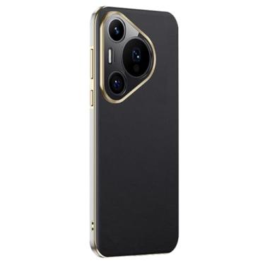 Imagem de LTLMYDAM Capa ultrafina para Huawei Pura 70 Ultra/70 Pro/70 Pro+/70, capa de couro vegano, proteção de câmera de metal, à prova de choque, estilo comercial, preta, 70