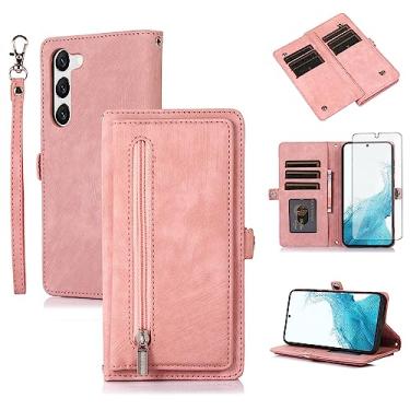 Imagem de Asuwish Capa de telefone para Samsung Galaxy S23 5G capa carteira com protetor de tela de vidro temperado e couro flip zíper suporte para cartão de crédito celular S 23 23S GS23 G5 SM-S911U 6,1