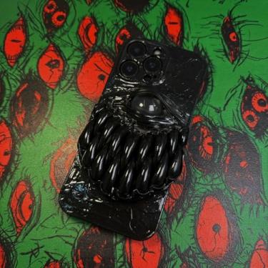 Imagem de Unitvbba Capa de telefone gótica 3D feita à mão com olho de monstro – Ajuste personalizado para todos os modelos de telefone – Exclusivo para fãs de terror, cosplay, amantes de estética escura (presas