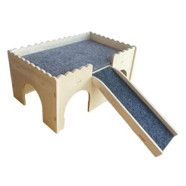 Imagem de Generic Casa de madeira para hamster, casa para porquinhos-da-índia com rampa, resistente, fácil de instalar, cama, cabana, habitats, esconderijo, Espessura Da Chapa 5