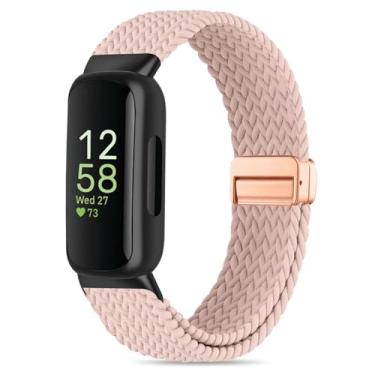 Imagem de Oanux Pulseira de reposição elástica magnética trançada compatível com Fitbit Inspire 3/Fitbit Inspire 2, pulseira de substituição de nylon elástica para mulheres e homens Inspire 3/2