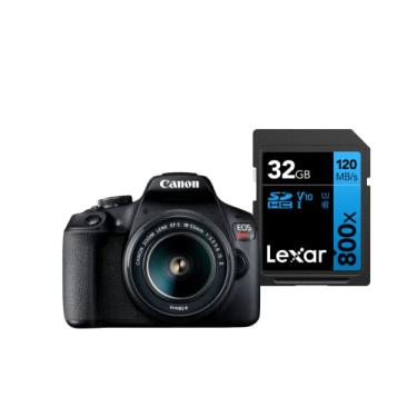 Imagem de Câmera Digital Canon EOS Rebel T7+ S18-55 IS II BR kit com Cartão de Memória Lexar Blue 32GB