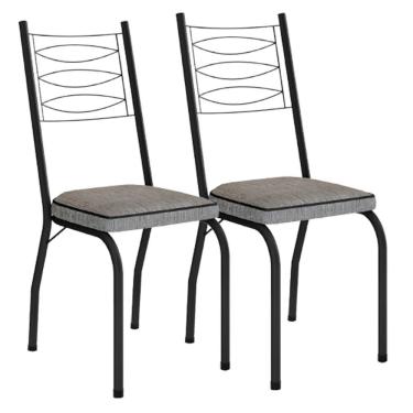 Imagem de Kit 2 Cadeiras Aço Carbono Tubular Metálica Acabamento D-25 Luana Preto-grafiato